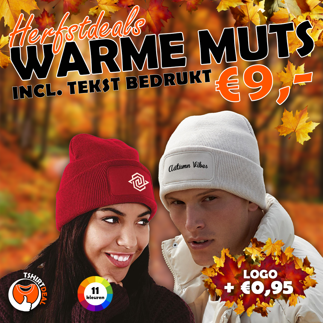 Herfstdeal Muts bedrukt